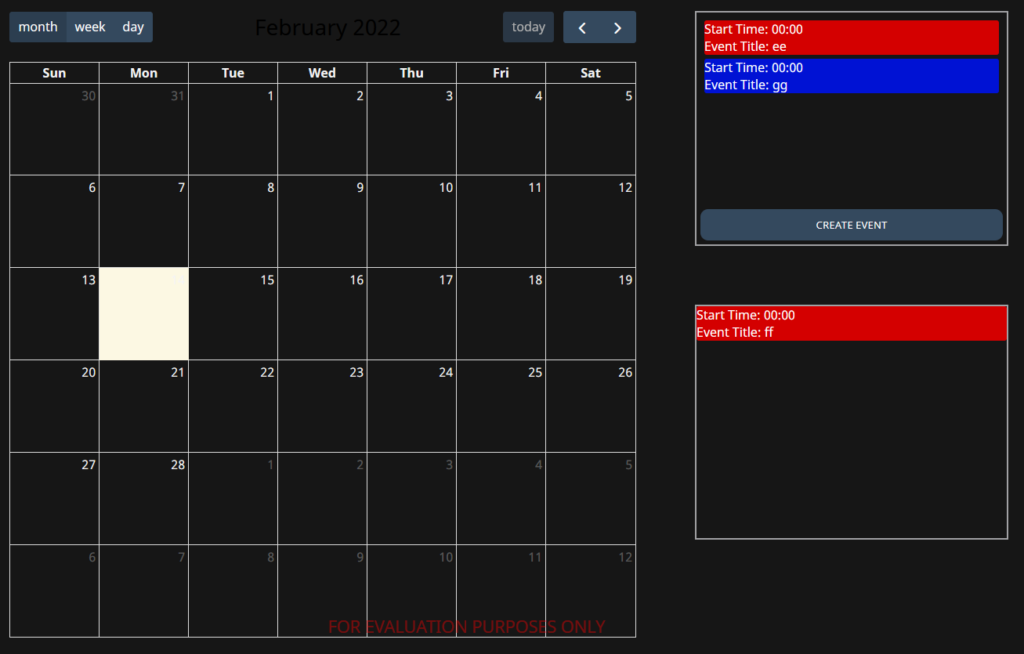 External Event Box dark mode
